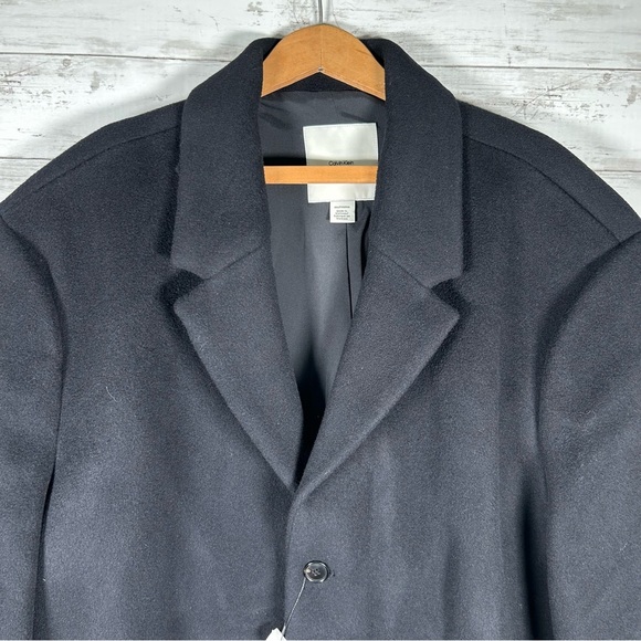 Calvin Klein Cashmere Wool Blend Black Winter Long Coat Overcoat XXL 2X NWT $699 - Picture 4 of 10